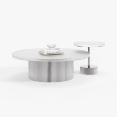 Nesting Round White Coffee Table Set, Multi-size Combination Center Table for Apartment Interior A006