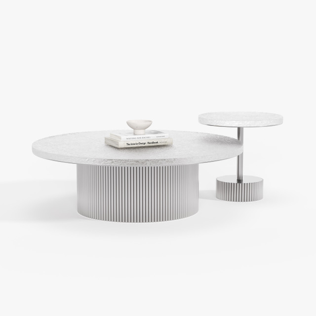 Nesting Round White Coffee Table Set, Multi-size Combination Center Table for Apartment Interior A006