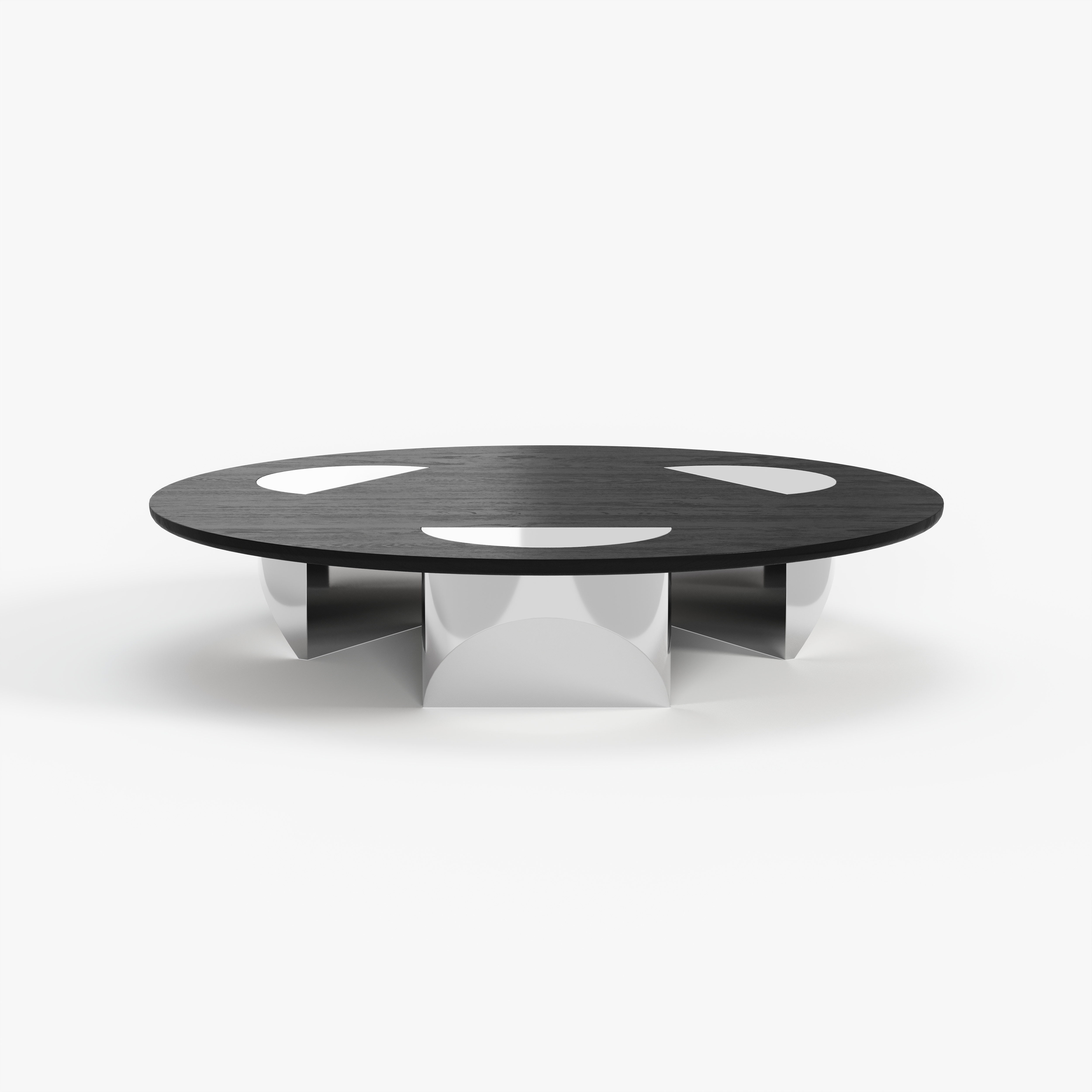 Round Black Marble Coffee Table with Metal Base, Modern Minimalist Center Table for High-end Residence A007