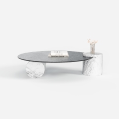 Irregular Stone Base Coffee Table, Designer Marble Top Center Table for Luxury Villa Living Room A008