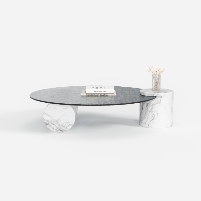 Irregular Stone Base Coffee Table, Designer Marble Top Center Table for Luxury Villa Living Room A008