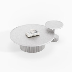 Nesting Round White Coffee Table Set, Multi-size Combination Center Table for Apartment Interior A006