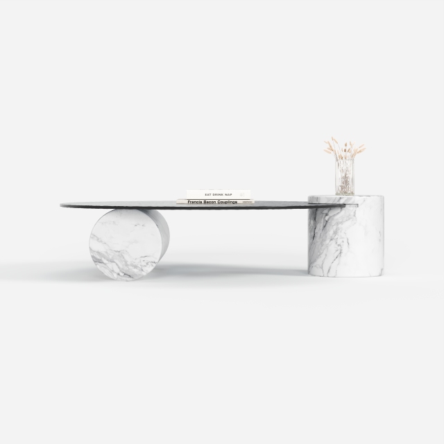 Irregular Stone Base Coffee Table, Designer Marble Top Center Table for Luxury Villa Living Room A008