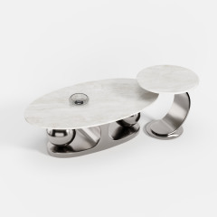 Artistic Curved Metal Designer Coffee Table, Creative Sculpture Style Center Table for Luxury Villa A016