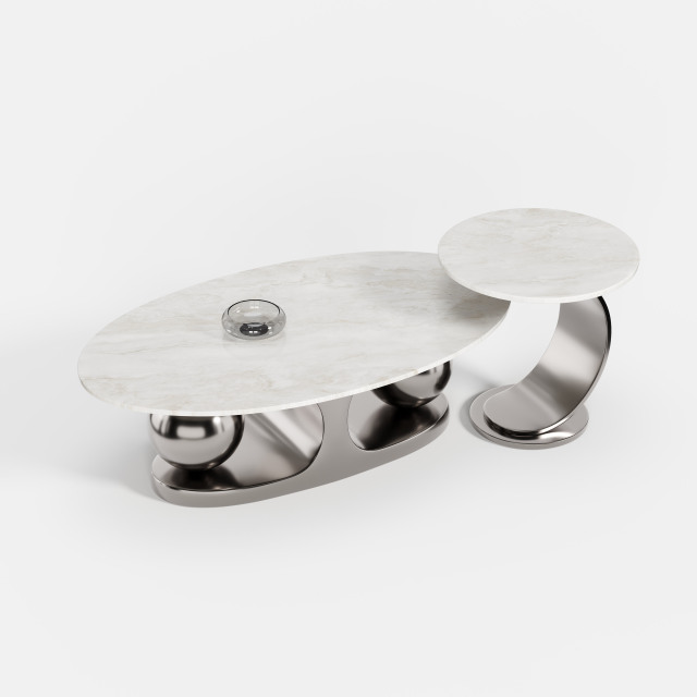Artistic Curved Metal Designer Coffee Table, Creative Sculpture Style Center Table for Luxury Villa A016