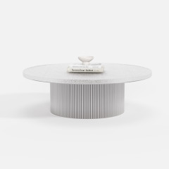 Nesting Round White Coffee Table Set, Multi-size Combination Center Table for Apartment Interior A006