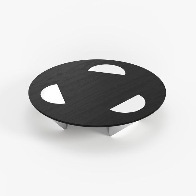 Round Black Marble Coffee Table with Metal Base, Modern Minimalist Center Table for High-end Residence A007