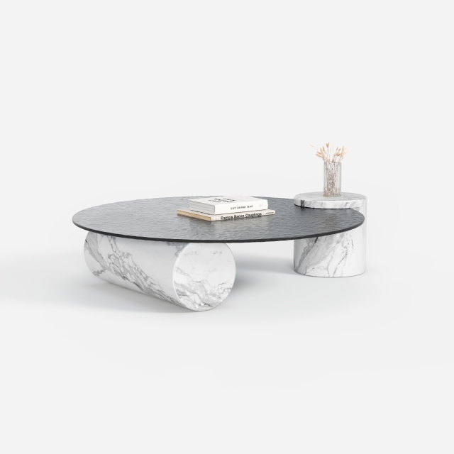 Irregular Stone Base Coffee Table, Designer Marble Top Center Table for Luxury Villa Living Room A008