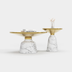 Marble & Gold Metal Nesting Side Table Set, Decorative Accent End Table for Villa Living Room A009