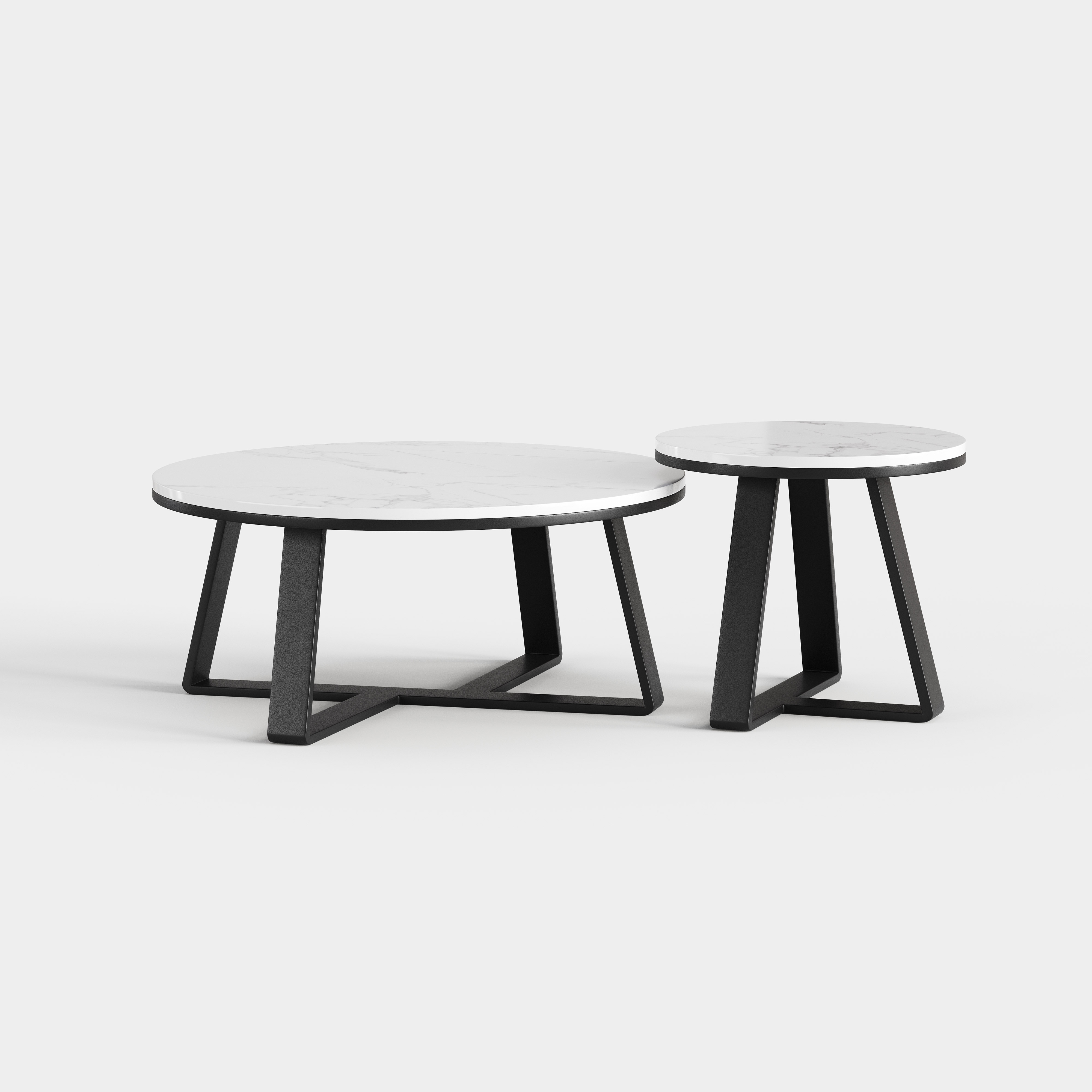 Minimalist Nesting Round Coffee Table Set, Sintered Stone Top Center Table for Modern Apartment Living Room A017