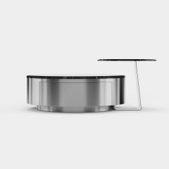 Stainless Steel Combination Coffee Table Set, Round Metal Center Table with Side Accent Table for Commercial Lounge A011