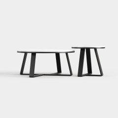 Minimalist Nesting Round Coffee Table Set, Sintered Stone Top Center Table for Modern Apartment Living Room A017