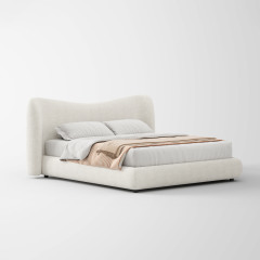 Plush Curved Upholstered Bed for Villa Master Bedroom MJ-C28