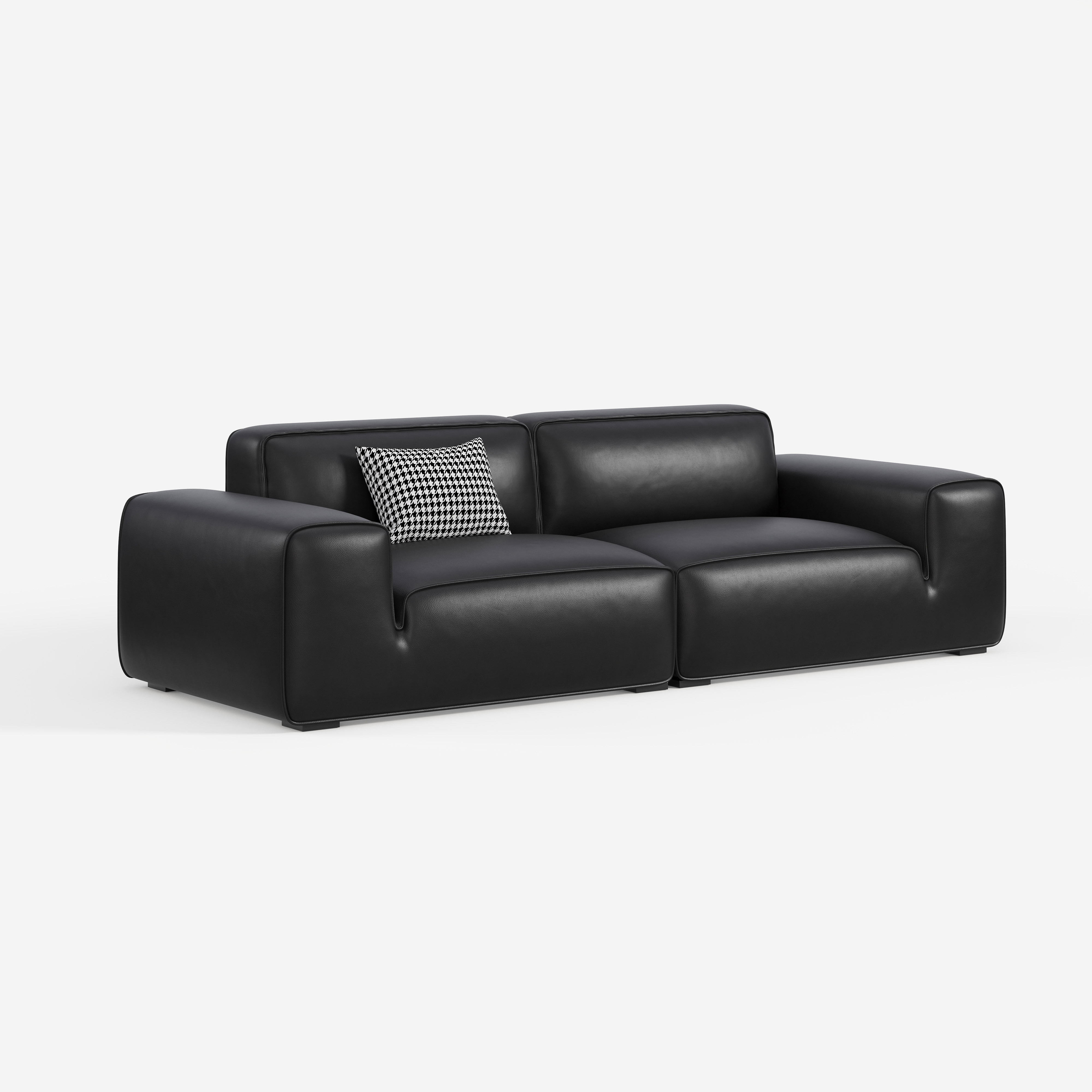 Black Bull Sofa, Italian Minimalist Full-Grain Leather Modular Sectional Sofa for Modern Home  635#
