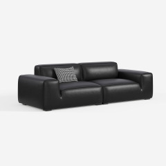 Black Bull Sofa, Italian Minimalist Full-Grain Leather Modular Sectional Sofa for Modern Home  635#