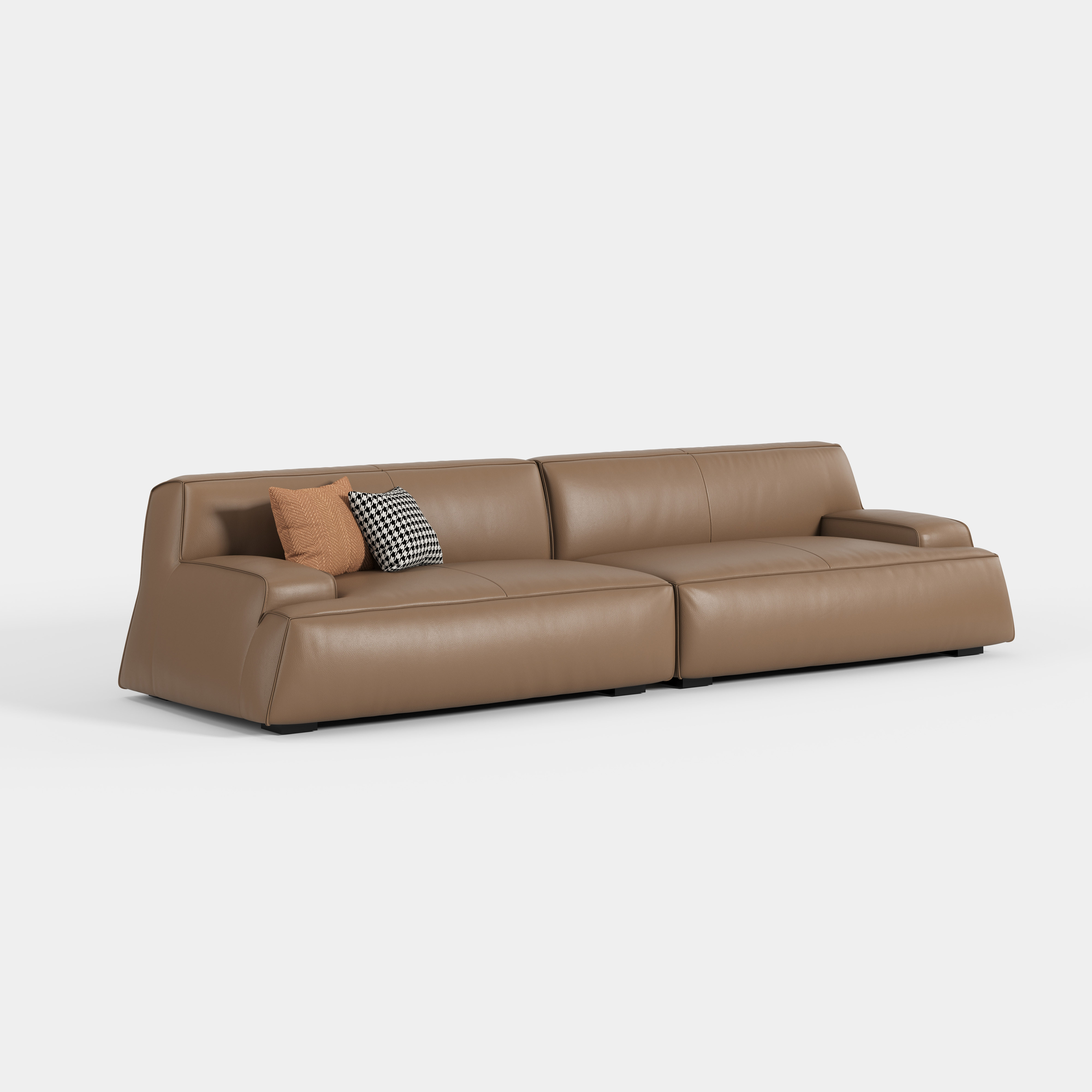Retro Brown Genuine Leather Sectional Sofa, Italian Style Living Room Home Sofa  619#