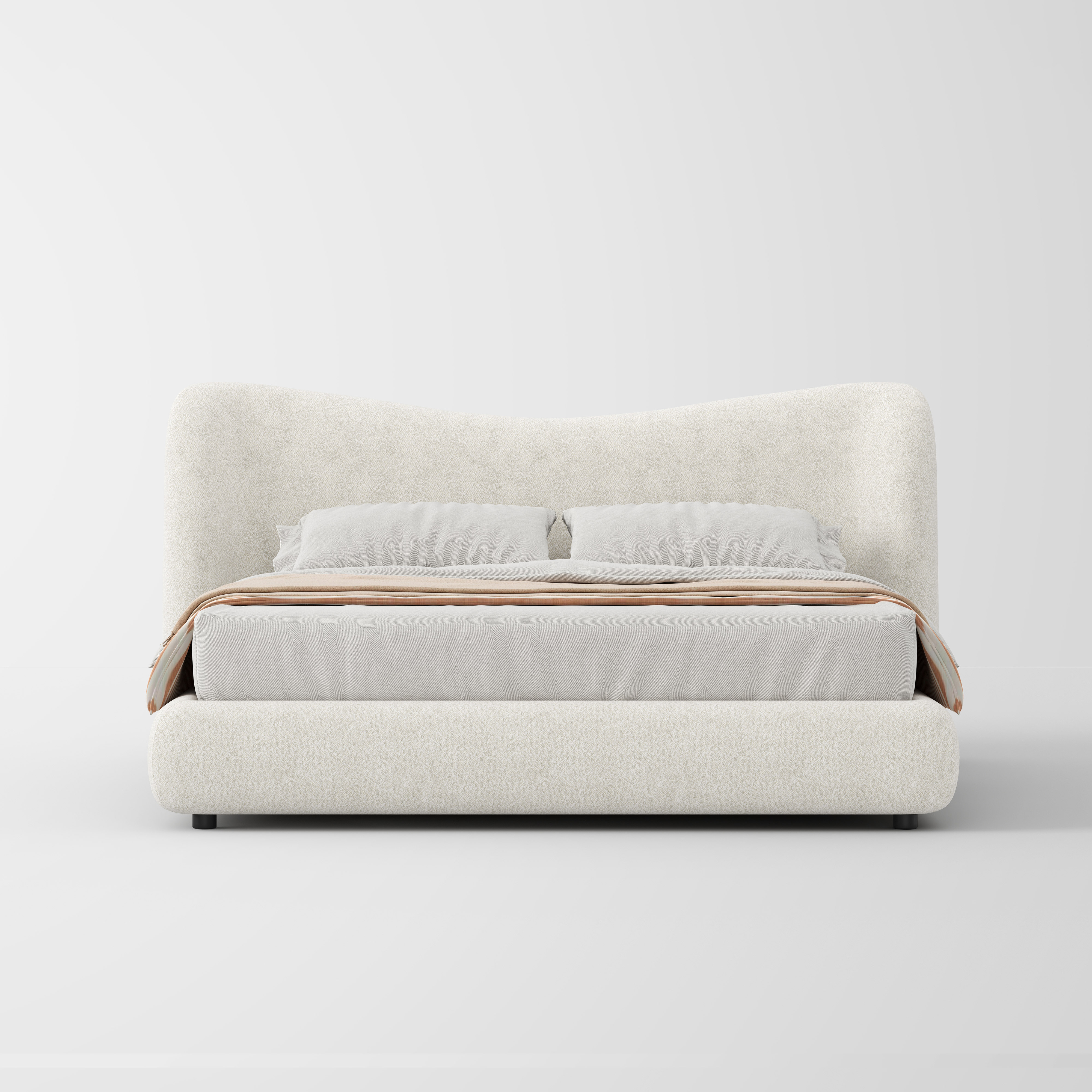Plush Curved Upholstered Bed for Villa Master Bedroom MJ-C28