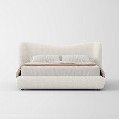 Plush Curved Upholstered Bed for Villa Master Bedroom MJ-C28