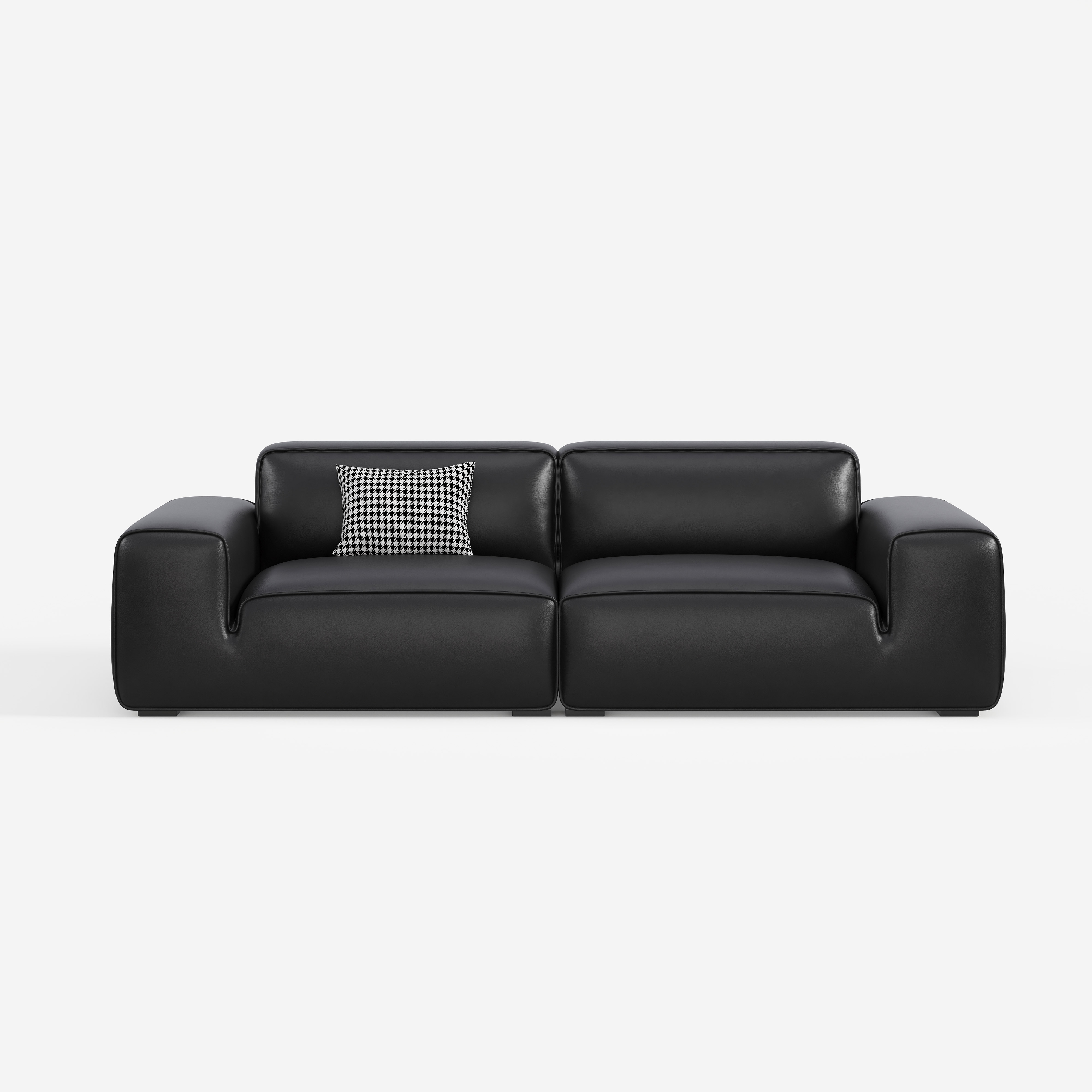 Black Bull Sofa, Italian Minimalist Full-Grain Leather Modular Sectional Sofa for Modern Home  635#
