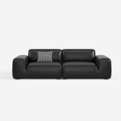 Black Bull Sofa, Italian Minimalist Full-Grain Leather Modular Sectional Sofa for Modern Home  635#