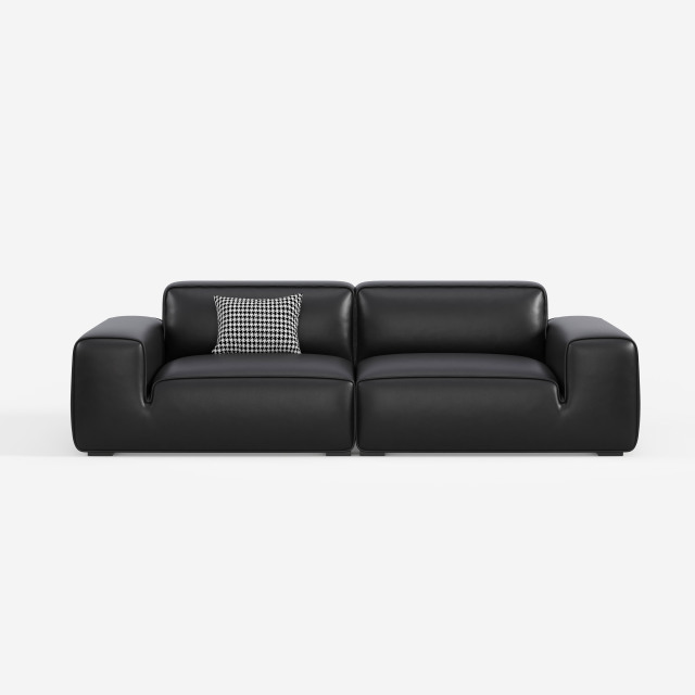 Black Bull Sofa, Italian Minimalist Full-Grain Leather Modular Sectional Sofa for Modern Home  635#