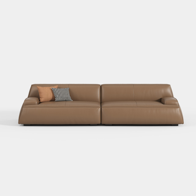 Retro Brown Genuine Leather Sectional Sofa, Italian Style Living Room Home Sofa  619#