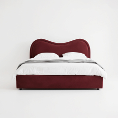 Special Wavy Headboard Upholstered Bed for Custom Villa Project MJ-C29