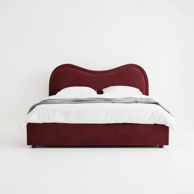 Special Wavy Headboard Upholstered Bed for Custom Villa Project MJ-C29