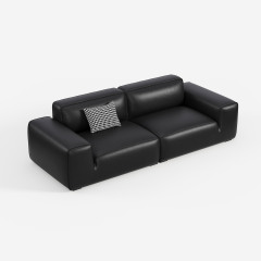 Black Bull Sofa, Italian Minimalist Full-Grain Leather Modular Sectional Sofa for Modern Home  635#