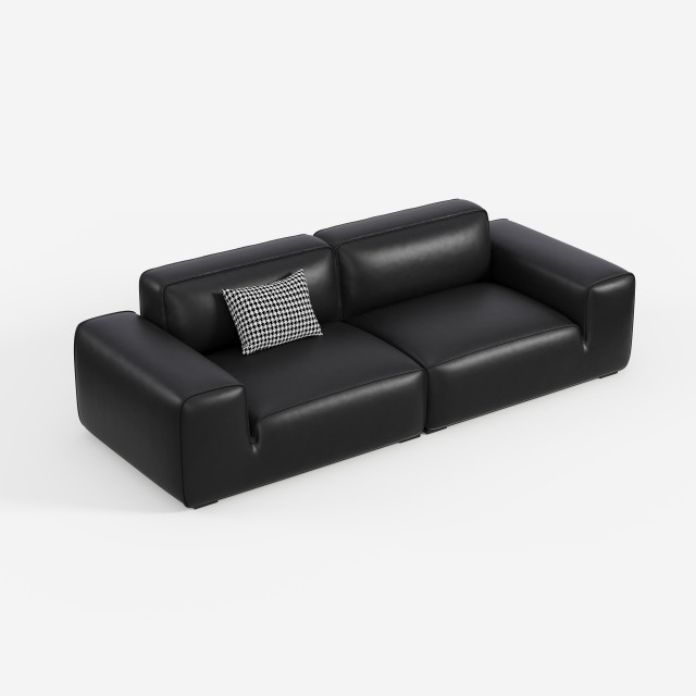Black Bull Sofa, Italian Minimalist Full-Grain Leather Modular Sectional Sofa for Modern Home  635#