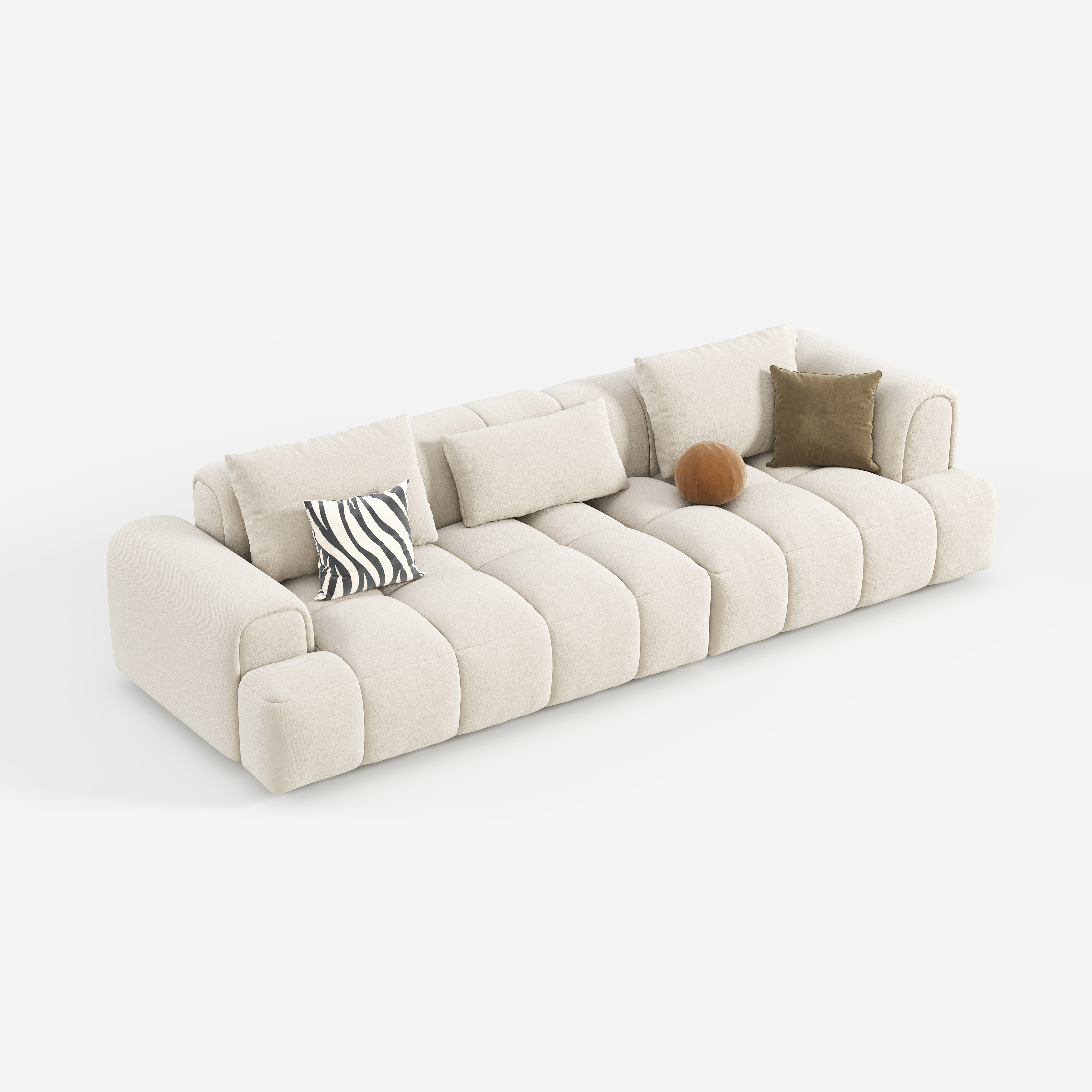 Cloud‑like Modular Boucle Fabric Sofa, Modern Cream Style Living Room Sectional Sofa  629#