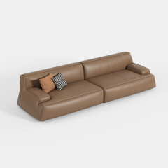 Retro Brown Genuine Leather Sectional Sofa, Italian Style Living Room Home Sofa  619#
