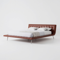 Vertical Stitching Retro Leather Bed for High-end Residential Room MJ-C31