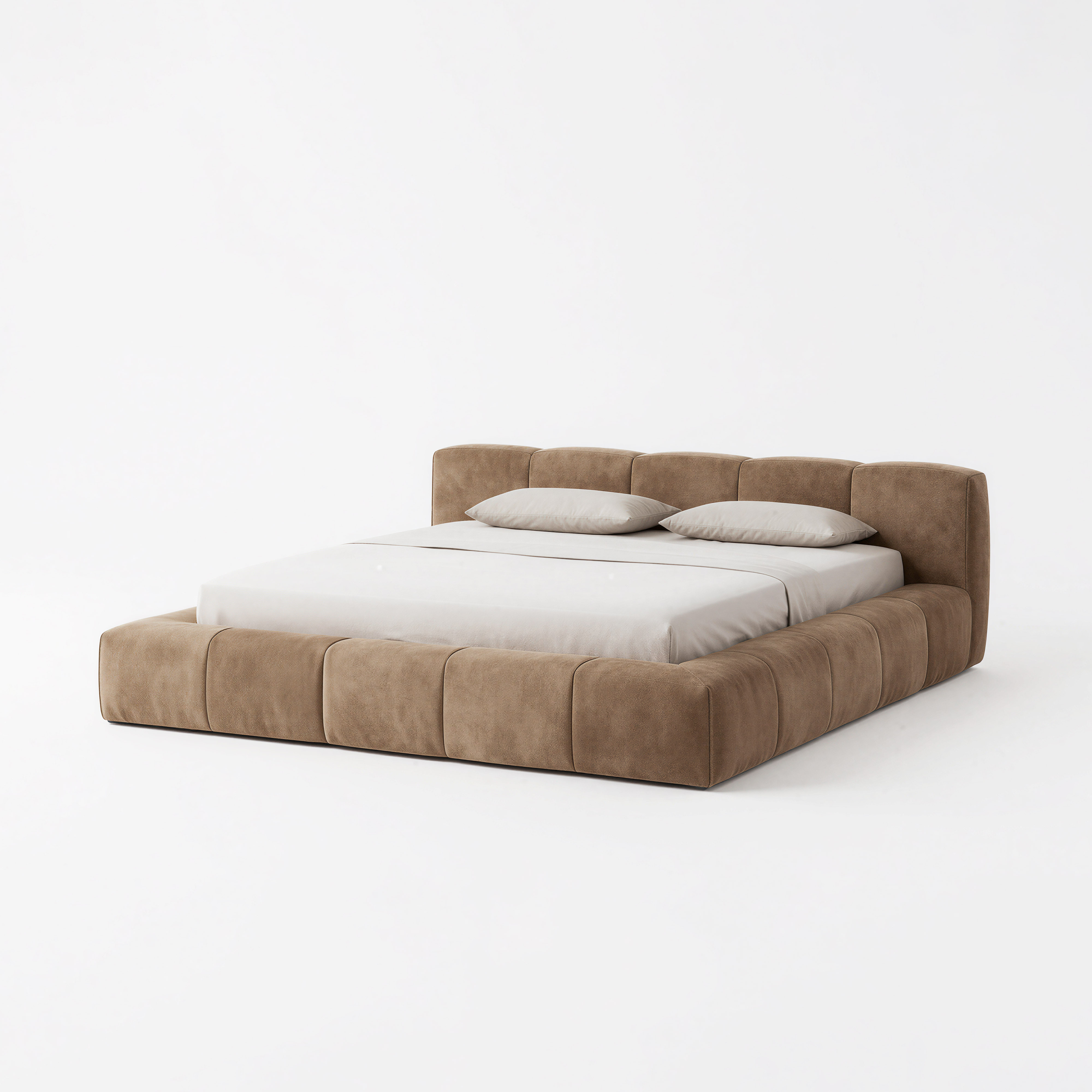 Low-profile Box-style Upholstered Bed for Modern Interior MJ-C40