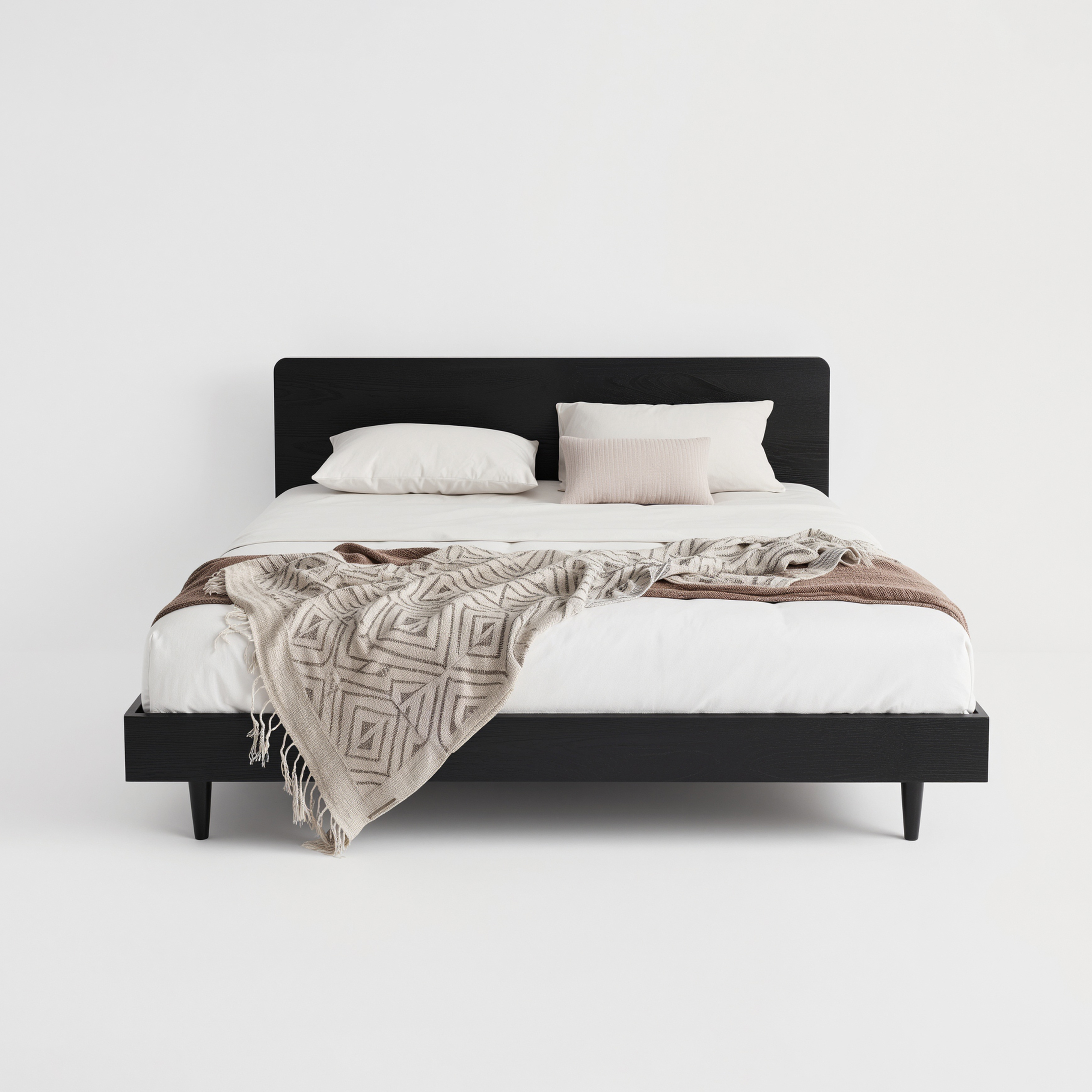 Sleek Black Frame Simple Upholstered Bed for Modern Apartment MJ-C48