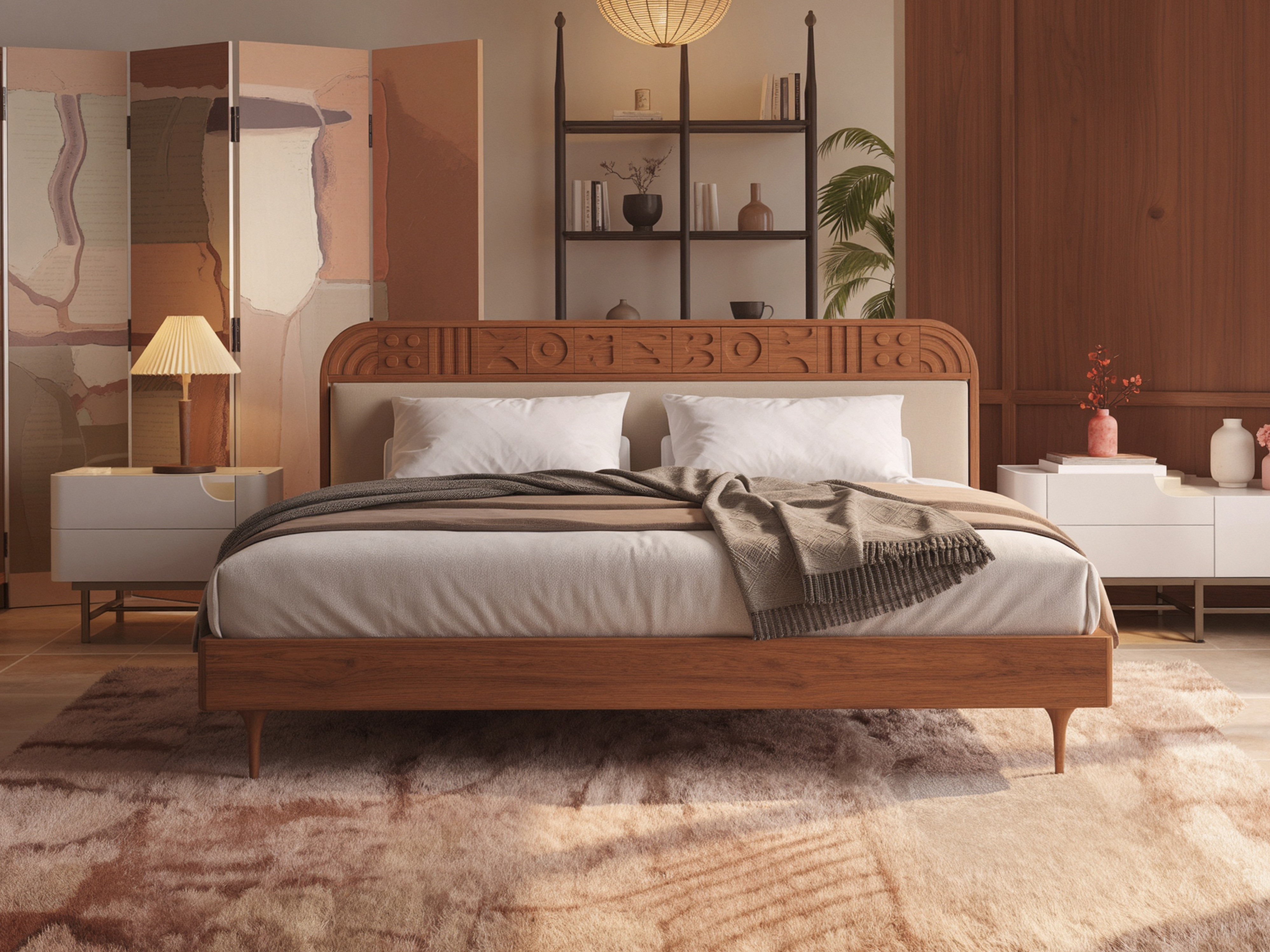 Vintage Solid Wood Headboard Upholstered Bed for Home Interior MJ-C46