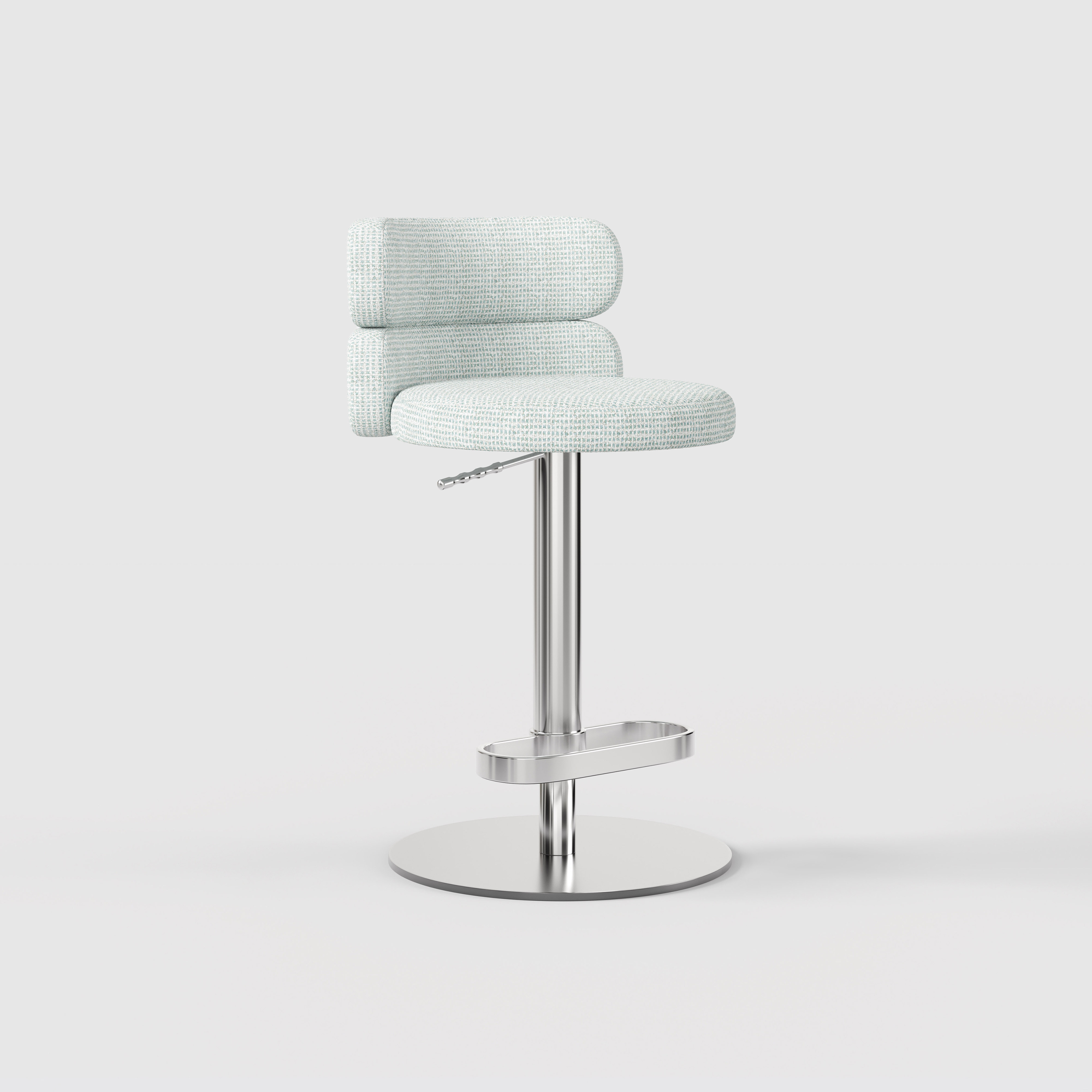 Modern Grey Linen Fabric Bar Stool, Adjustable Swivel Counter Stool Double Layer Backrest Golden Metal Base GD-100