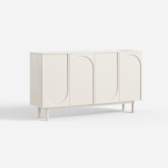 Soft Cream Curved Sideboard Cabinet, Minimalist Buffet Storage for Dining Room 28