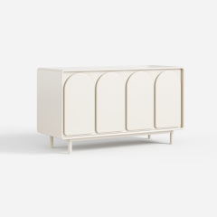 Cream Curved Door Sideboard, Minimalist 4 Doors Buffet Storage Cabinet 29