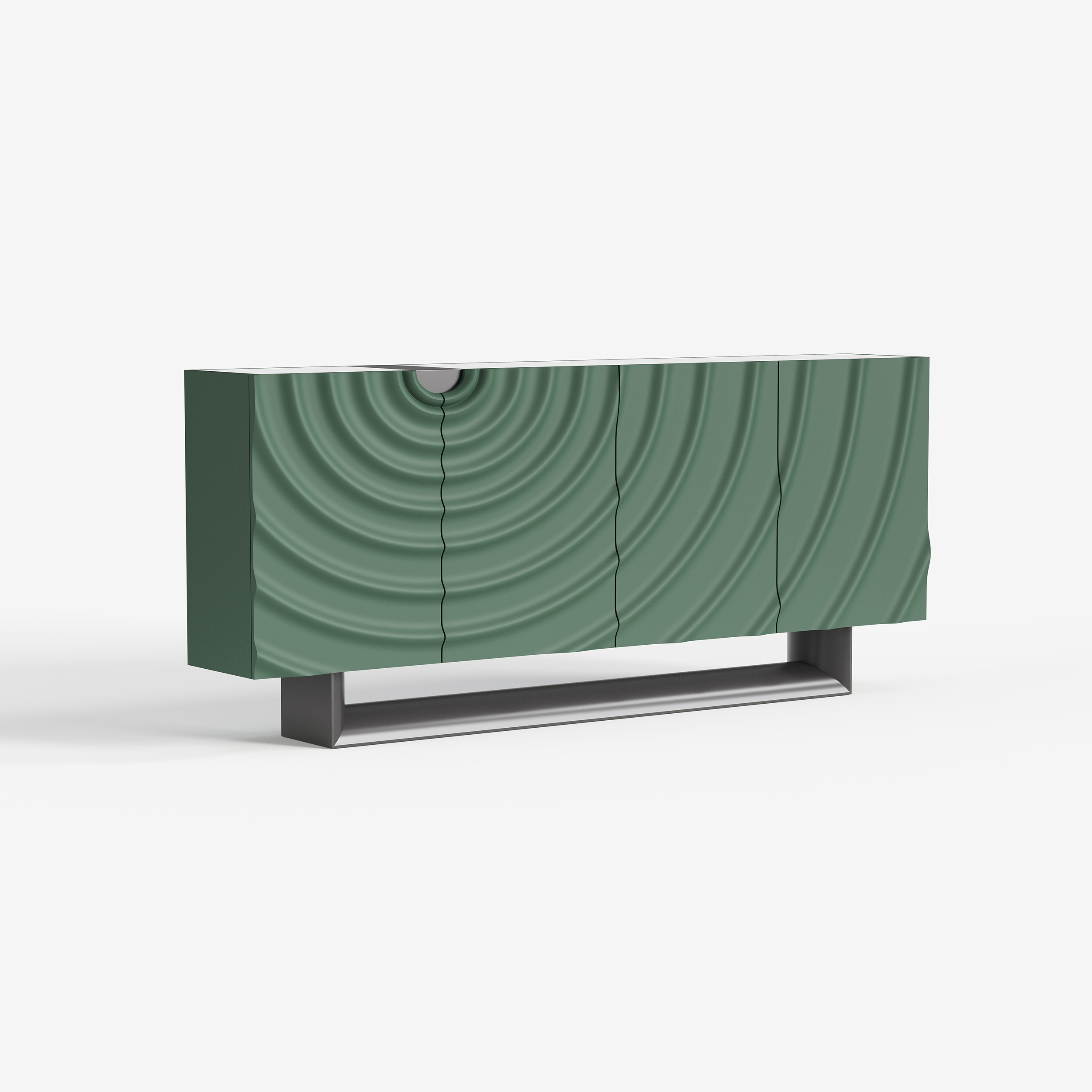 Modern Textured Wave Sideboard, Green Decorative Buffet Storage Cabinet for Living Room Entryway 68
