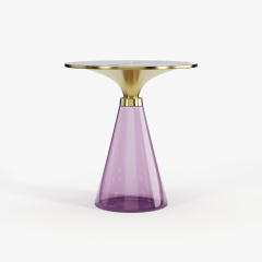 Purple Glass & Gold Metal Side Table, Luxury Decorative Accent End Table for Villa Interior A001