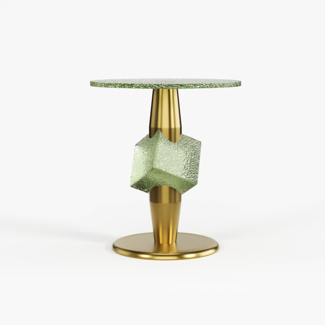 Artistic Blue Resin Side Table, Creative Designer Accent End Table for Commercial Lounge A002