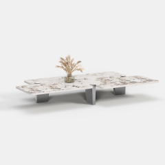Irregular Natural Marble Coffee Table, Organic Shape Designer Center Table for Luxury Home A010