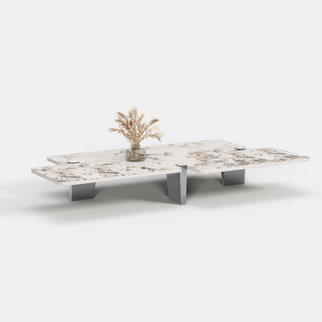 Irregular Natural Marble Coffee Table, Organic Shape Designer Center Table for Luxury Home A010