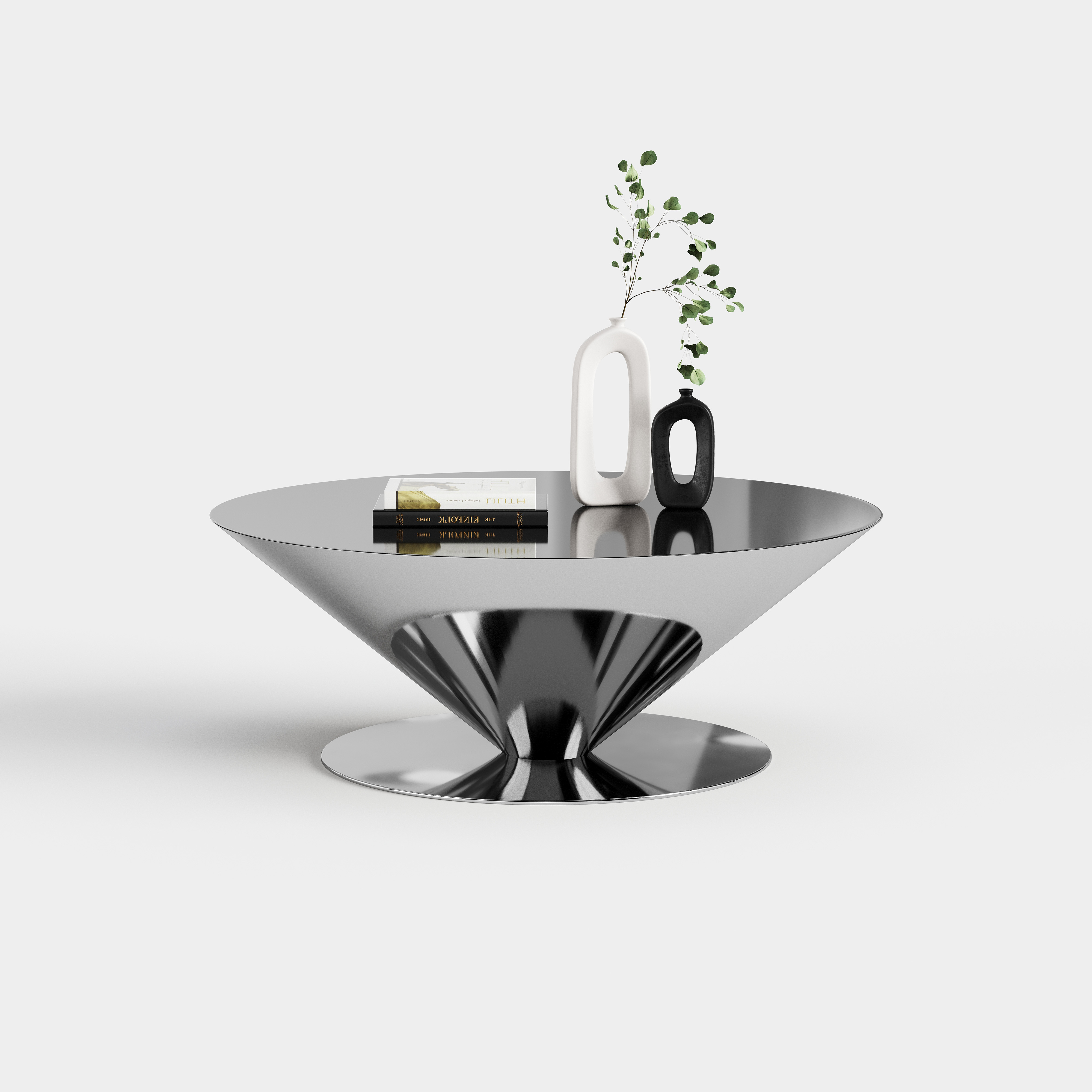 Creative Funnel Shaped Coffee Table, Designer Center Table with Metal Base A027