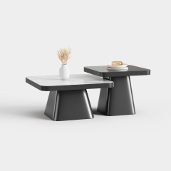 Modern Conical Coffee Table Set, Nesting Side End Table for Living Room Decor A028