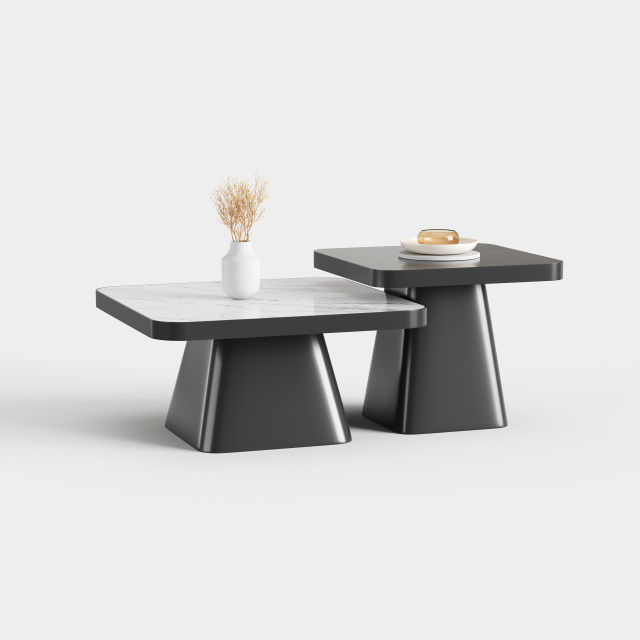 Modern Conical Coffee Table Set, Nesting Side End Table for Living Room Decor A028