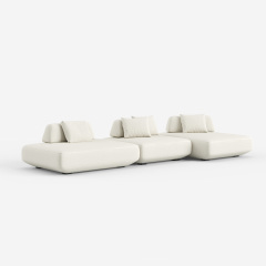Minimalist White Upholstered Sectional Sofa, Modern Modular Living Room Couch 952#