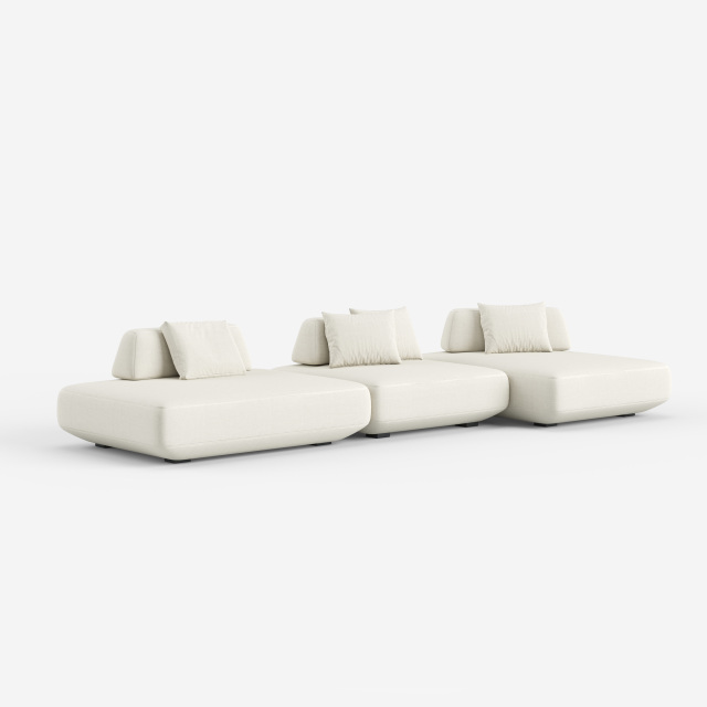 Minimalist White Upholstered Sectional Sofa, Modern Modular Living Room Couch 952#