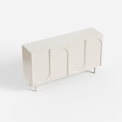 Soft Cream Curved Sideboard Cabinet, Minimalist Buffet Storage for Dining Room 28
